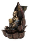 Ebros Matreiya Happy Laughing Buddha Hotei Carrying Gold Ingot Seated On Ohm Lotus Padma Throne Backflow Cone Incense Burner Statue 6"Tall