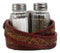 Western Revolver Six Shooter Pistols On Belt Buckle Salt And Pepper Shakers Set