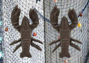 Ebros Cast Iron Nautical Cajun Creole Crawfish Baby Lobster Decorative Figurine Accent in Rustic Bronze Vintage Finish 3.75" Tall Coastal Southwestern Hanger Decor Crayfish Boil (2)