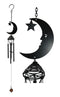 Wicca Witchcraft Crescent Moon Face with Star Coated Steel Metal Wind Chime