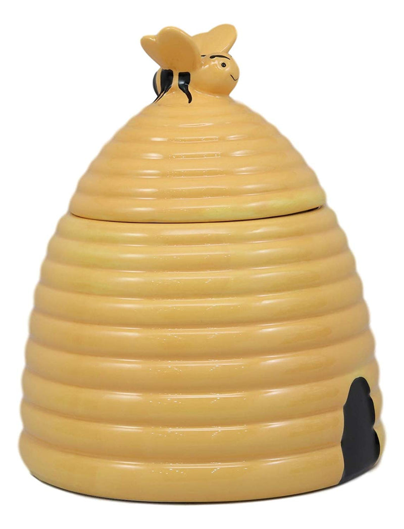 Ebros Rustic Wildlife Busy Honey Bumblebee Bee Hive Beehive Ceramic Cookie Jar 8"Tall