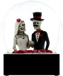 Ebros Love Never Dies Wedding Day Bride and Groom Skeleton Glitter Water Globe