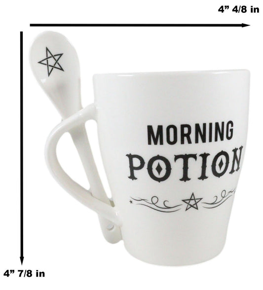 Witchcraft Wicca Morning Potion Pentagram Star Ceramic Coffee Mug And Spoon Set