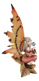 Fantasy Autumn Fall Forest Monk Fairy Fae Blowing Wish Bubbles Figurine