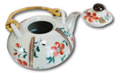 Japanese Red Cherry Blossom Flowers Design Porcelain Tea Pot And 4 Cups Set