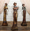 Set Of 3 Western Cowgirl Angels With Family Heart Cross Friend Sign Figurines