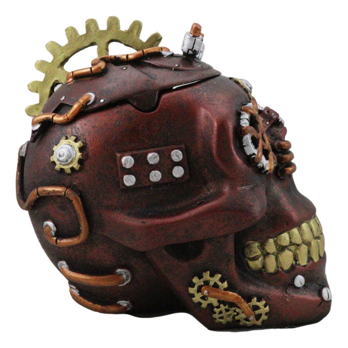 Mad Max Style Steampunk Cool Punk Gearwork Rock Skull Jewelry Box Figurine