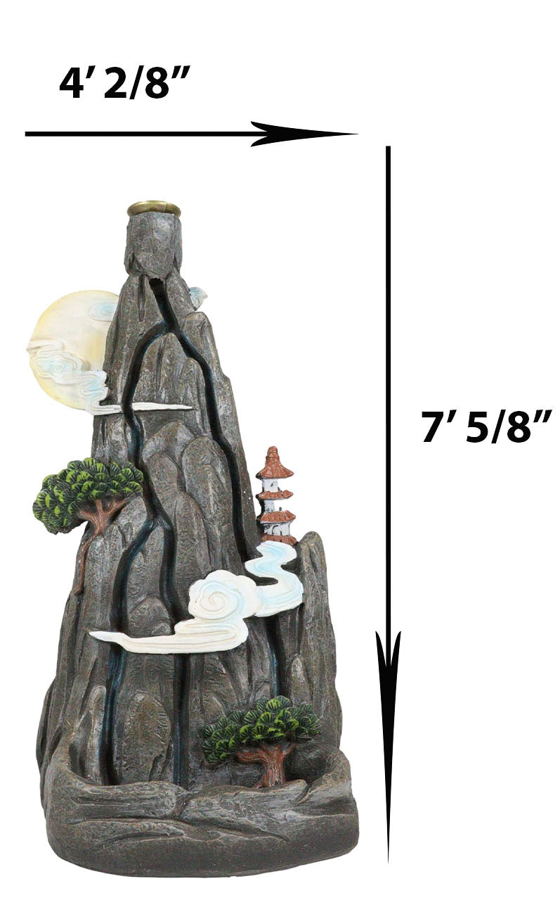 Feng Shui Rocky Mountain Top Buddhist Pagoda Temple Backflow Cone Incense Holder