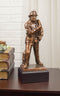 In Line Of Duty Fireman Carrying Hose By Hydrant Statue 12"H Fire Fighter Decor