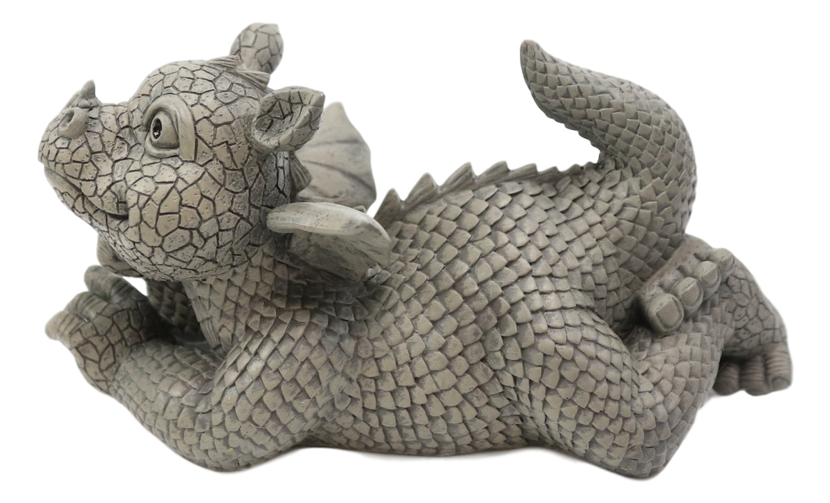 Wishful Thinking Dreamy Baby Dragon On The Ground Statue 12"L Fairy Garden Decor