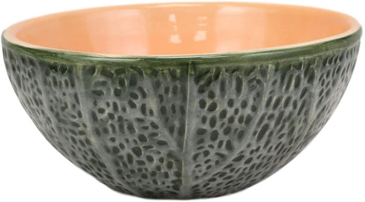 Ebros Ceramic Gourmet Cantaloupe Salad Soup Bowl Container 5"Diameter SET OF 2