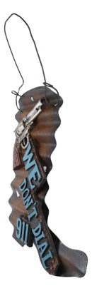 Western We Don't Dial 911 Pistol Gun Cowboy Boot Galvanized Metal Wall Decor