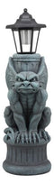 Ebros Gothic Gargoyle Statue with Solar LED Lantern Light Post 20" Tall Figurine