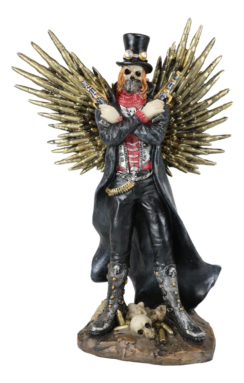 Steampunk Western Gunslinger Pistols Skeleton Death Angel Bullets Wings Statue