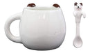 Ebros Whimsical White Dog With Brown Ears Ceramic Coffee Mug With Spoon Set 16oz