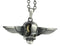 Steampunk Gearwork Cyborg Terminator Skull With Angelic Wings Pewter Necklace