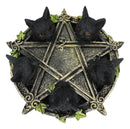 Celtic Wiccan Pentagram Ivy Penta 5 Black Cats Witching Hour Incense Burner