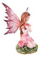 My Heart's Fancy Pink Flower Fairy With Giant Heart in Green Meadows Figurine