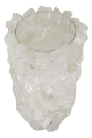 Pillar Quartz Crystal Mineral Stone Rocks Floral Vase Modern Accent Decor 12"H