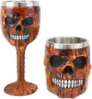 Ebros Inferno Fire Skull Face Wine Goblet And Mug Set Beverage Drinkware Barware