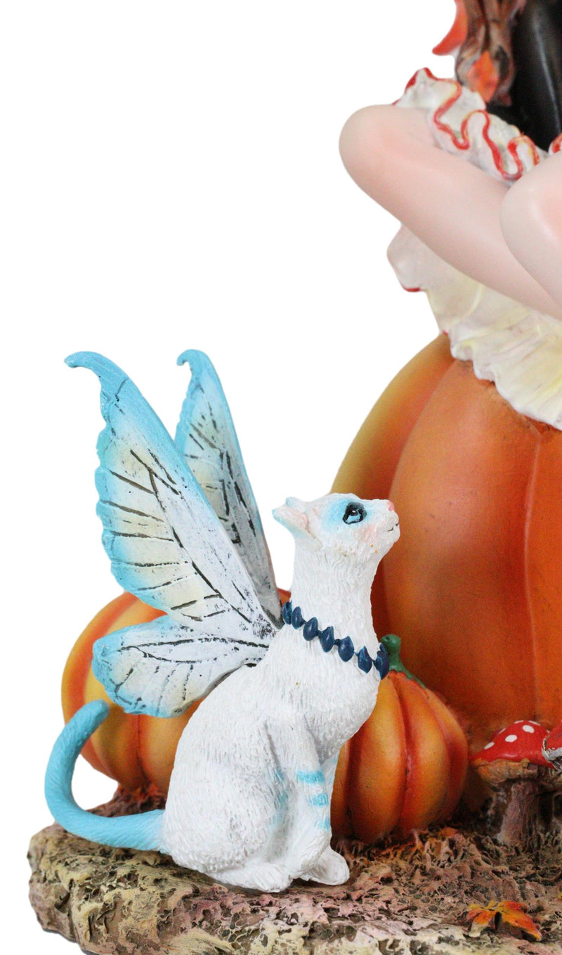 Nene Thomas Fall Autumn Tribal Fairy Godmother With Pumpkins And Winged Cat Statue