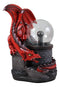 Ebros Large Dungeons Dragons Red Fire Dragon Guarding Castle Plasma Ball Lamp Statue