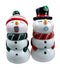 Mr & Mrs Snowman Christmas Couple Magnetic Ceramic Salt Pepper Shakers Set