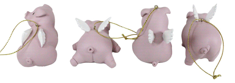 Ebros Gift Flying Pigs Pablo Set of 4 Hanging Ornaments Decorations Value Bundle