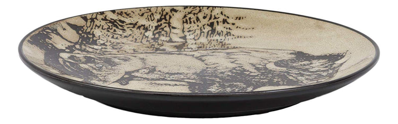 Ebros Grassland Plains Bison Buffalo Round Salad Or Dessert Plate Set of 2 8.5"D