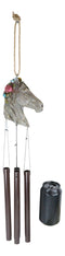 Western Faux Stone Horse Bust With Colorful Flowers Wind Chime Garden Patio