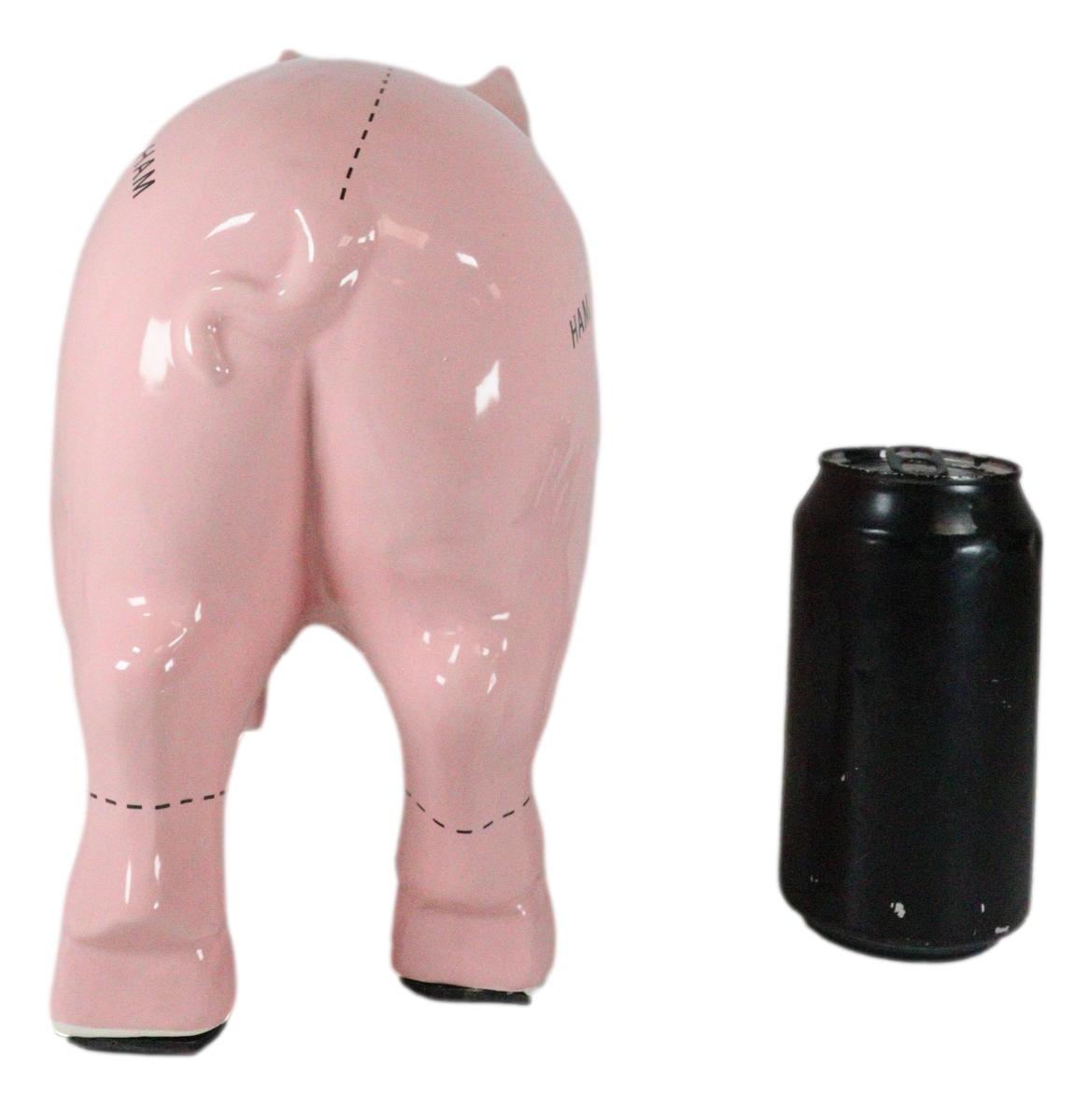 Large Ceramic Rustic Country Farmhouse Pink Pig Pork Butcher Chart Figurine