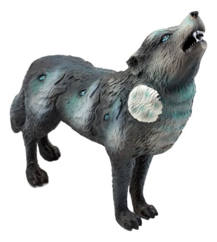 Full Moon Wolf Pack Native Tribal Howling Wolf Totem Spirit Figurine 6.25"L