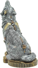 Ebros Steampunk Silver Alpha Wolf Howling Statue with Gears Base 7.5"H Figurine