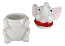 Ebros White Pachy Elephant With Red Bowtie Ceramic Cookie Jar Container Figurine