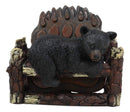 Ebros Rustic Black Bear Cub On Tree Branch Coaster Set W/ 4 Bear Paws 4.5"W