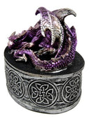 Ebros Gift Sleeping Purple Dragon Decorative Oval Trinket Jewelry Box Figurine with Celtic Knotwork 5" W