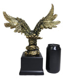 Ebros Majestic Bald Eagle W/ Open Wings On Rock Gold Electroplated Resin Statue 11.5"H