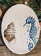 Pack Of 2 Nautical Marine Blue And White Seahorse Ceramic Wall Decor Plates