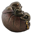 Feng Shui Hotei Laughing Happy Buddha with Gold Ingot and Prayer Beads Figurine