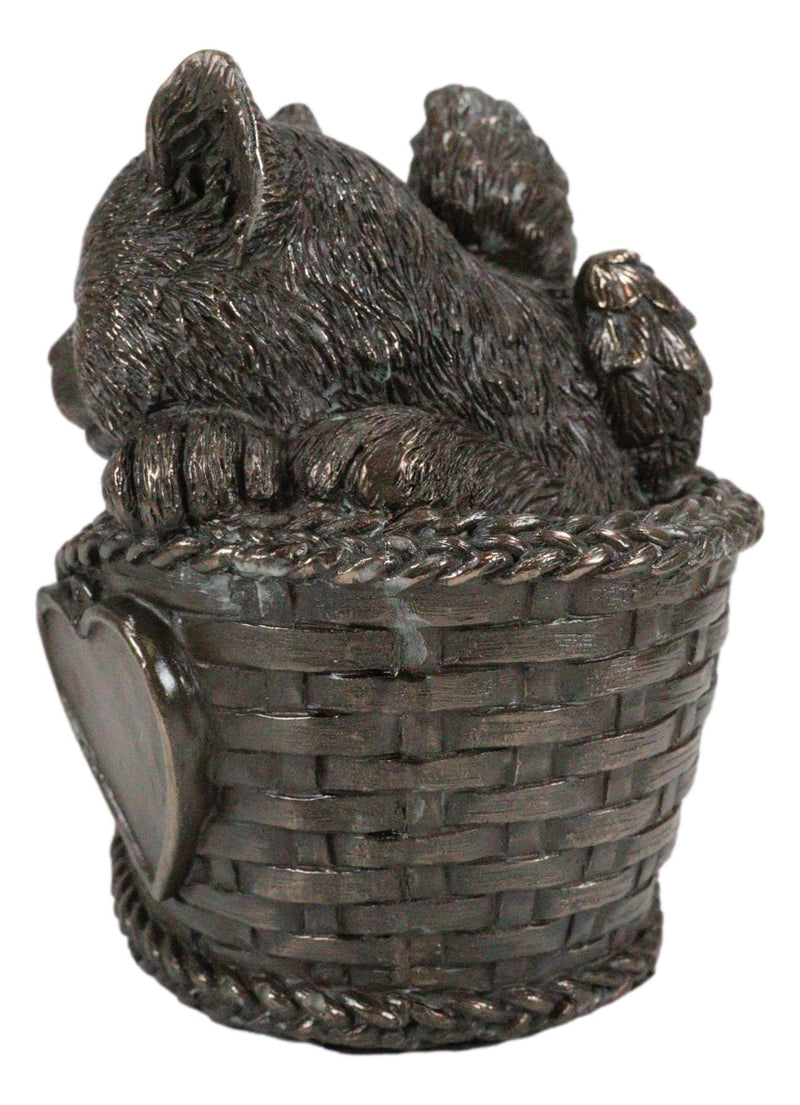 Heavenly Angel Cat Sleeping in Wicker Bed Cremation Urn Pet Memorial Statue