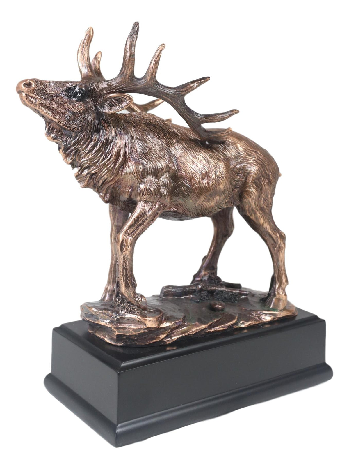 Large Wapiti Bull Elk Deer Rustic Bronze Electroplated Finish Statue With Base - Ebros Gift