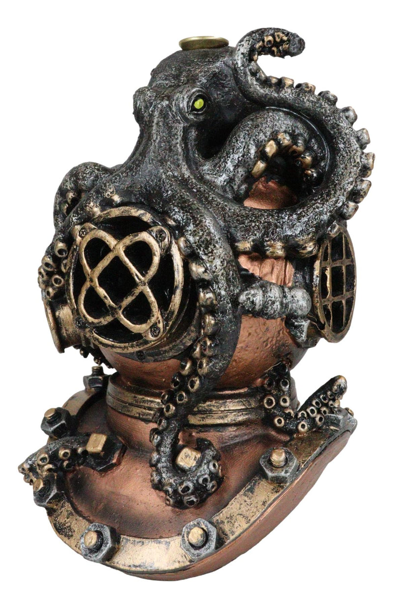 Ocean Marine Octopus Kraken On Steampunk Divers Helmet Incense Cone Burner