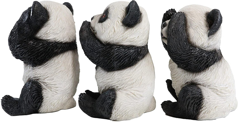 Ebros Wise See Hear Speak No Evil Giant China Pandas Set of 3 Figurines 5.75"H