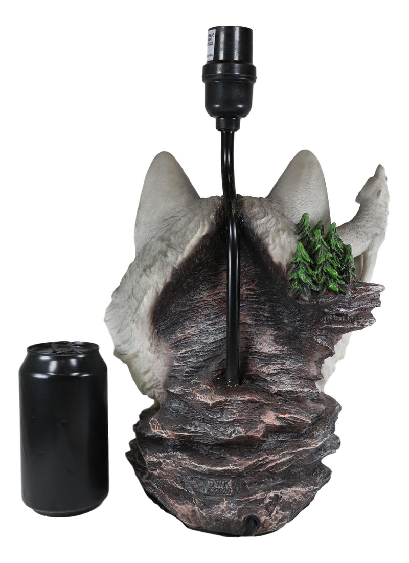 Gray Wolf Table Lamp Decor Wildlife Full Moon Howling Timber Wolf Pack