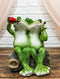Party At My Pad Drinking Smoking Frog Couple On Forest Tree Log Bench Figurine