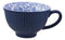 Blue Vintage Victorian Dahlia Vines Design Large Porcelain Mug 19oz 5.25"D Set 6