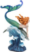 Ebros Red Haired Mermaid Riding Dolphin Over The Ocean Waves Figurine 10.25" H
