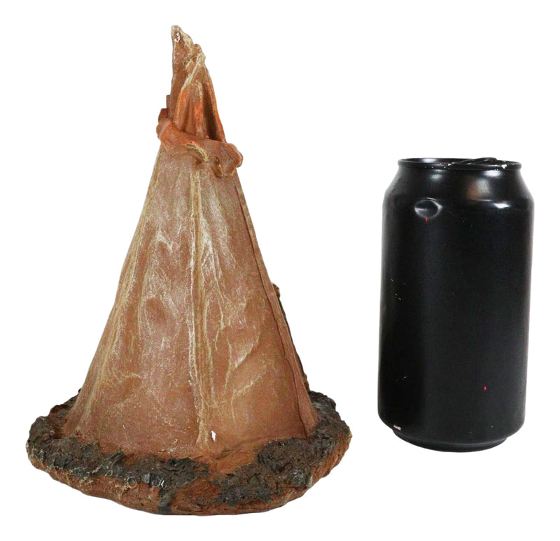 Native American Indian Chief and Elders Building Fire By LED Tipi Tent Statue