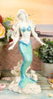Ebros Nautical Blue Tailed Siren Mermaid Ariel Standing By Corals Statue 11.75"H