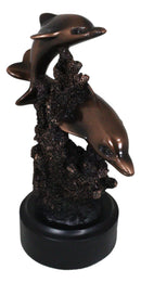 Gay Dolphins Swimming By Ocean Coral Reef Electroplated Bronze Resin Figurine